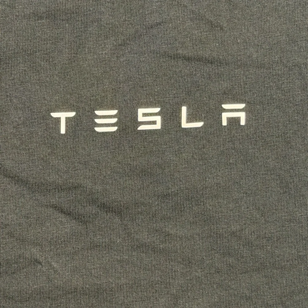 Tesla Mens Logo Graphic T-Shirt 2XL Black Cotton Short Sleeve Shoulder Piping